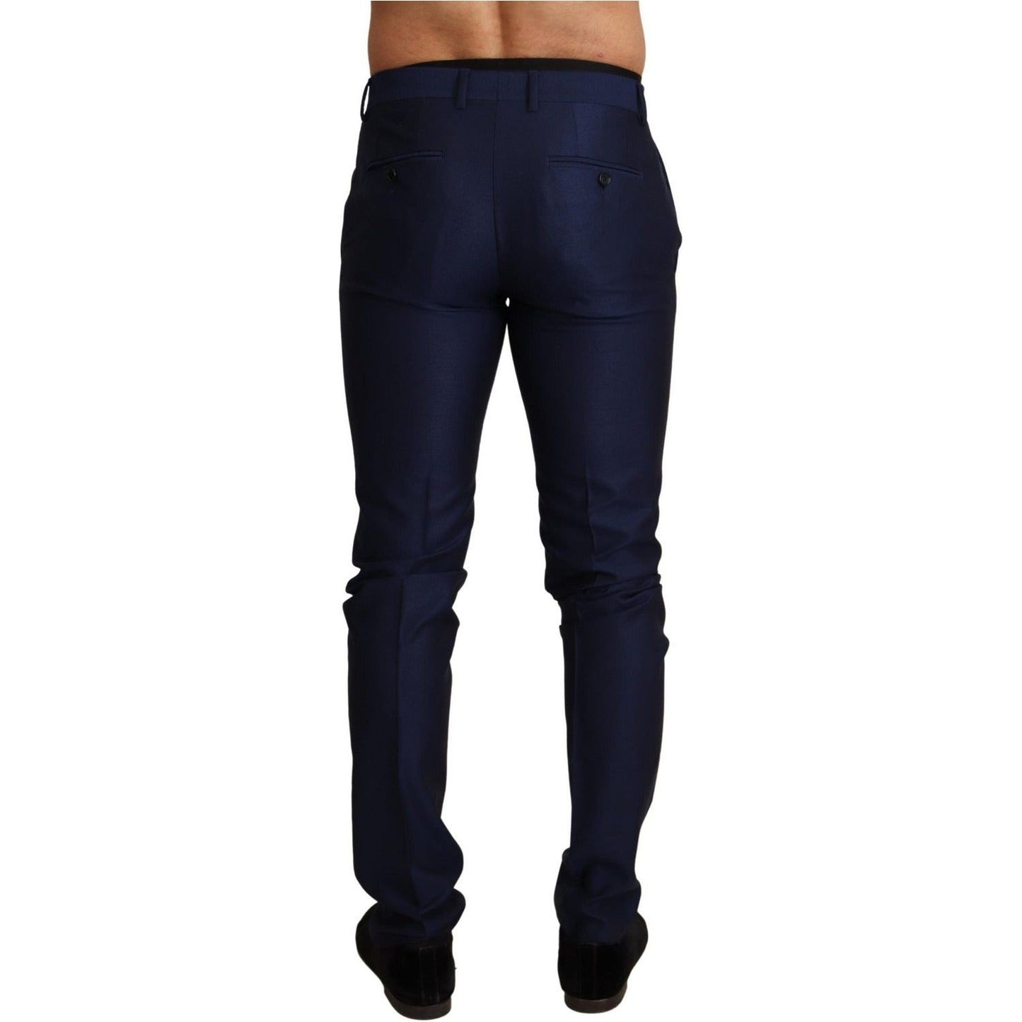 Dolce & Gabbana | Navy Blue Wool Dress Formal Slim Trouser Pants | McRichard Designer Brands