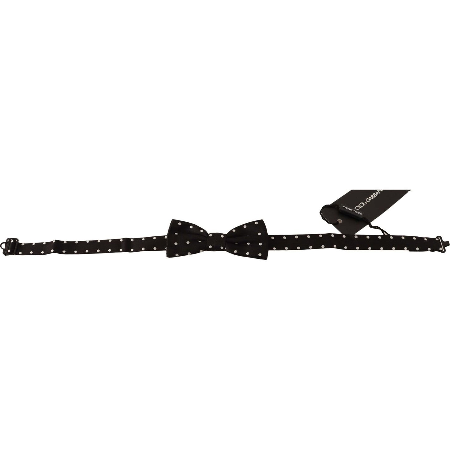 Dolce & Gabbana | Black White Polka Dot Silk Adjustable Neck Papillon Bow Tie | McRichard Designer Brands