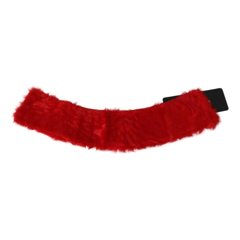 Dolce & Gabbana | Red Fur Neck Collar Wrap Lambskin Scarf | McRichard Designer Brands