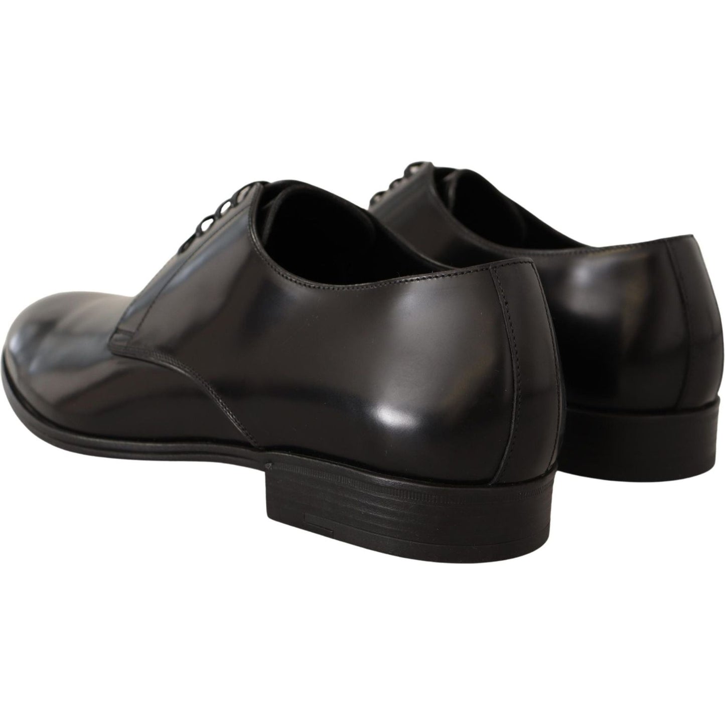 Dolce & Gabbana | Black Leather Lace Up Men Dress Derby Shoes | McRichard Designer Brands