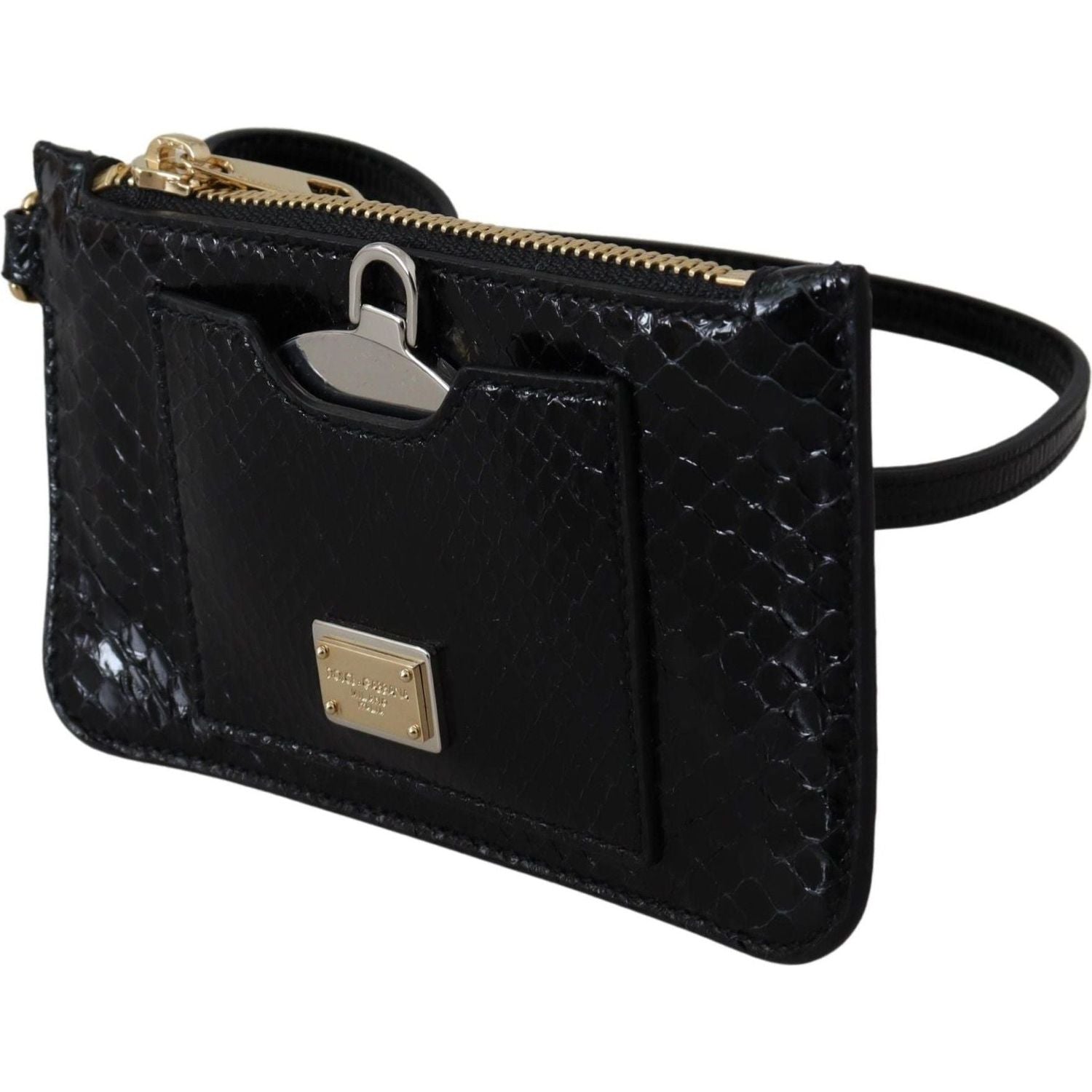 Dolce & Gabbana | Black Leather Coin Purse Wristlet Mirror Agnese Wallet  | McRichard Designer Brands