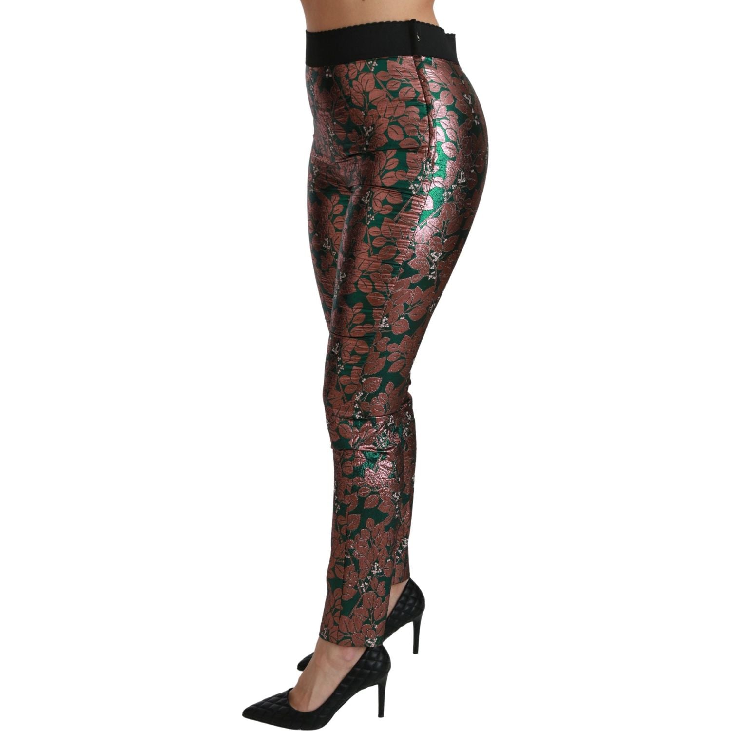 Dolce & Gabbana | Green Bronze Leaf Tights Skinny Pants | McRichard Designer Brands