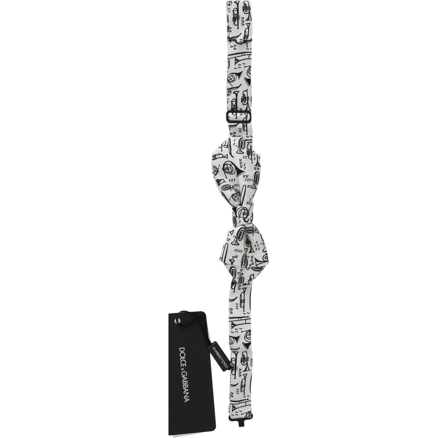 Dolce & Gabbana | White Instruments Adjustable Neck Papillon Men Bow Tie | McRichard Designer Brands