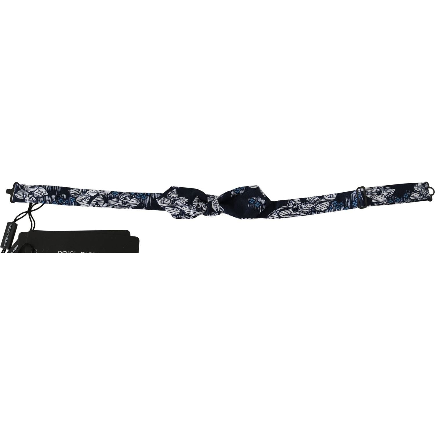 Dolce & Gabbana | Navy Blue Floral Slim Adjustable Neck Papillon Men  Bow Tie | McRichard Designer Brands