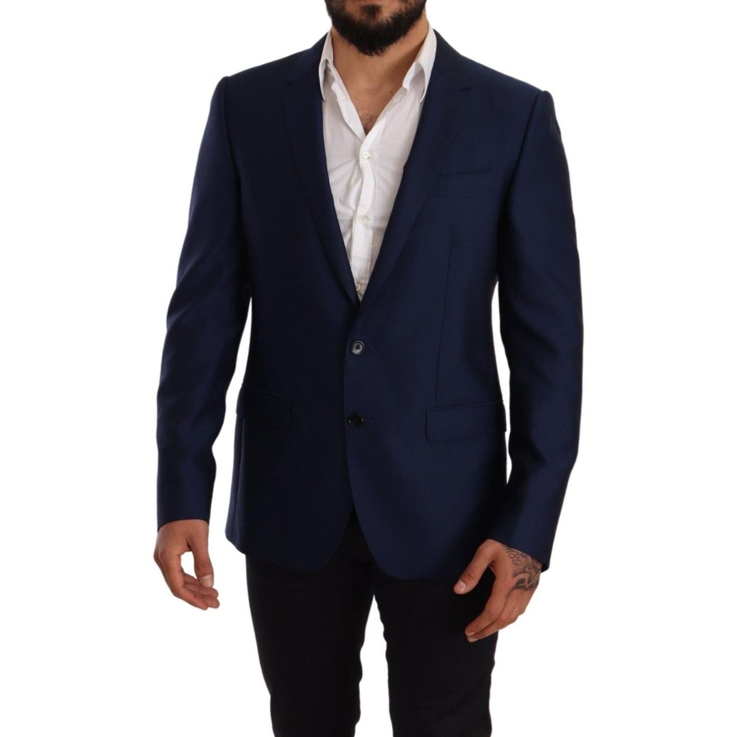 Dolce & Gabbana | Blue Wool Slim Fit Coat MARTINI Blazer | McRichard Designer Brands