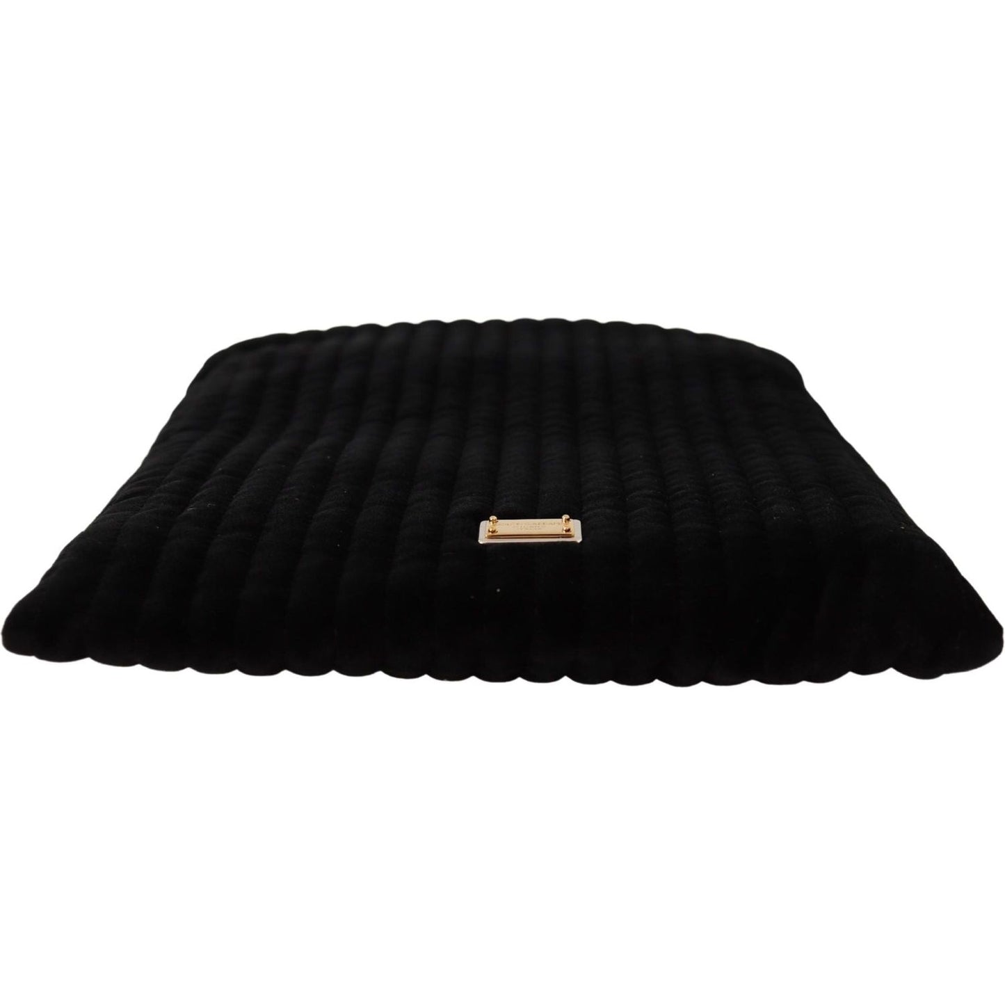 Dolce & Gabbana | Black Velvet Quilt Drawstring Logo Plaque Pouch Bag | 209.00 - McRichard Designer Brands