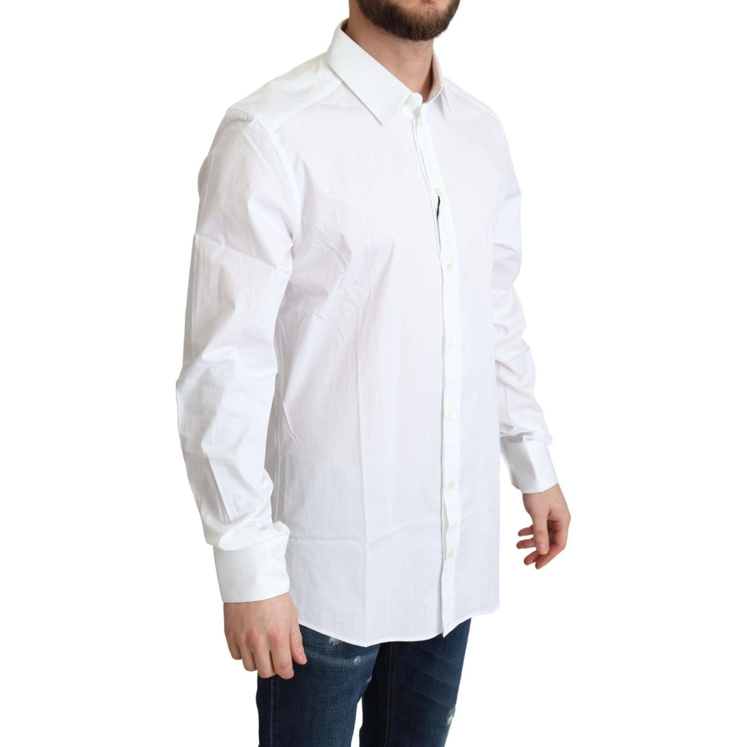 Dolce & Gabbana | White Cotton Stretch Men Dress Formal Shirt | 279.00 - McRichard Designer Brands