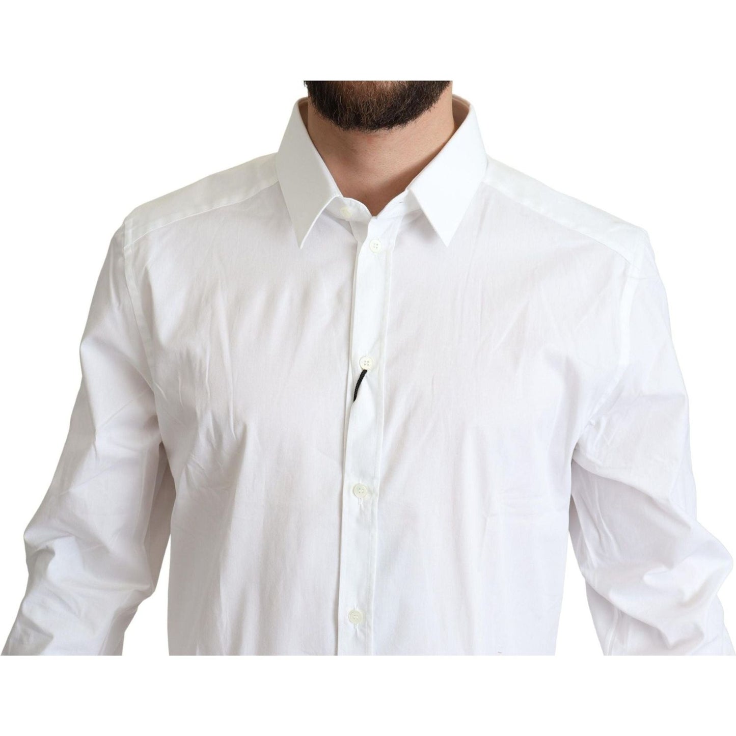 Dolce & Gabbana | White Cotton Stretch Men Dress Formal Shirt | 279.00 - McRichard Designer Brands