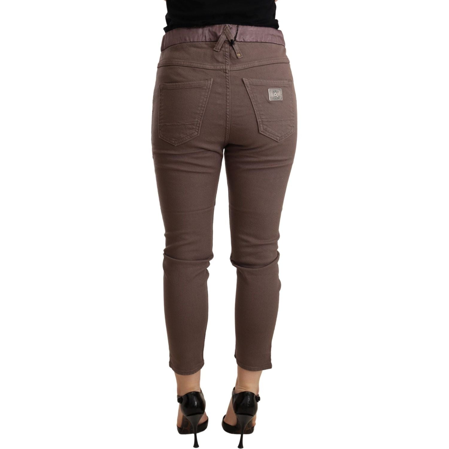 CYCLE | Brown Mid Waist Cropped Skinny Stretch Trouser | McRichard Designer Brands