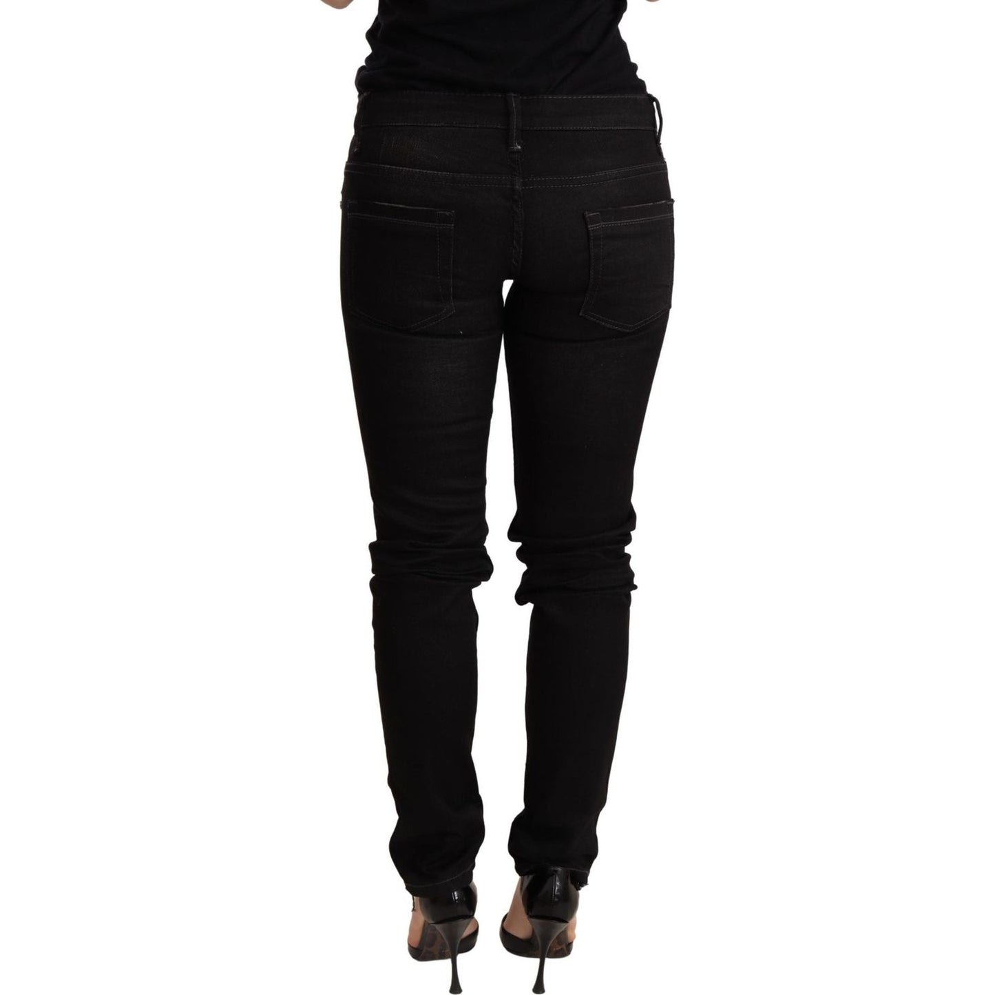 Acht | Black Low Waist Skinny Denim Trouser | McRichard Designer Brands