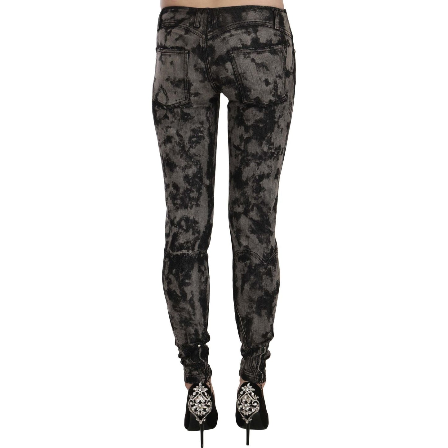 Just Cavalli | Black Gray Faded Low Waist Skinny Denim Trousers Jeans | McRichard Designer Brands