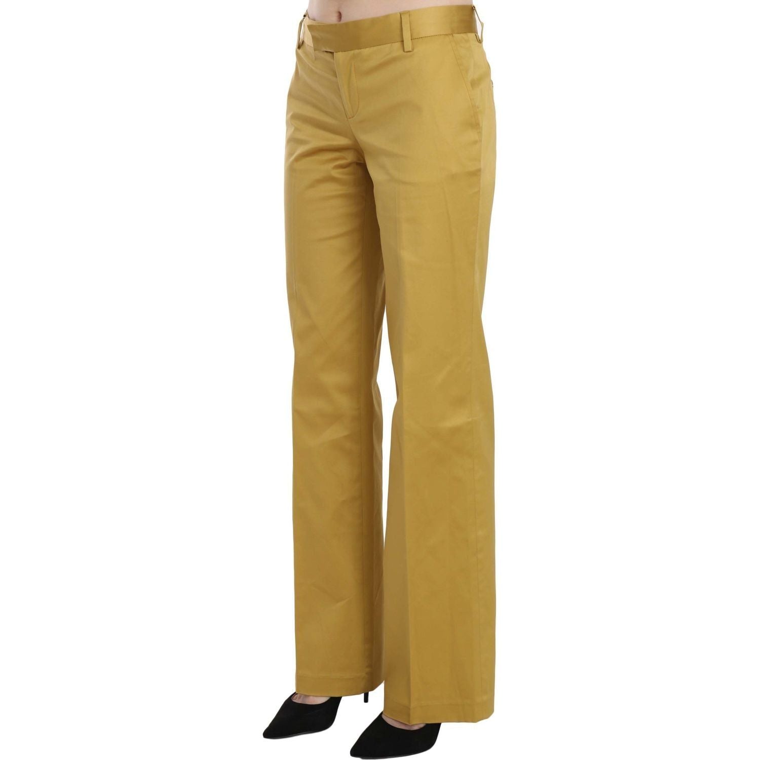 Just Cavalli | Mustard Yellow Straight Formal Trousers Pants | McRichard Designer Brands