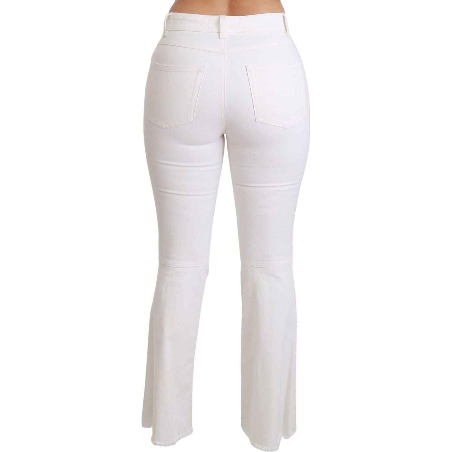 Dolce & Gabbana | White Heart Flared Stretch Cotton Pants | McRichard Designer Brands