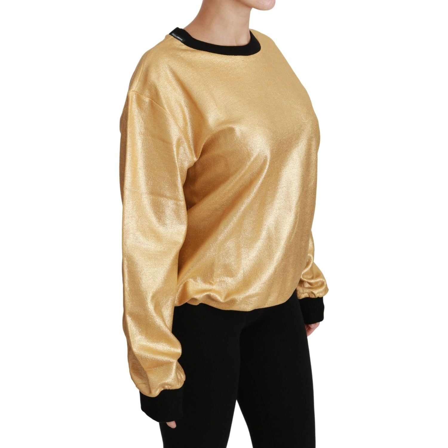 Dolce & Gabbana | Gold Cotton Crewneck Pullover Sweater | McRichard Designer Brands