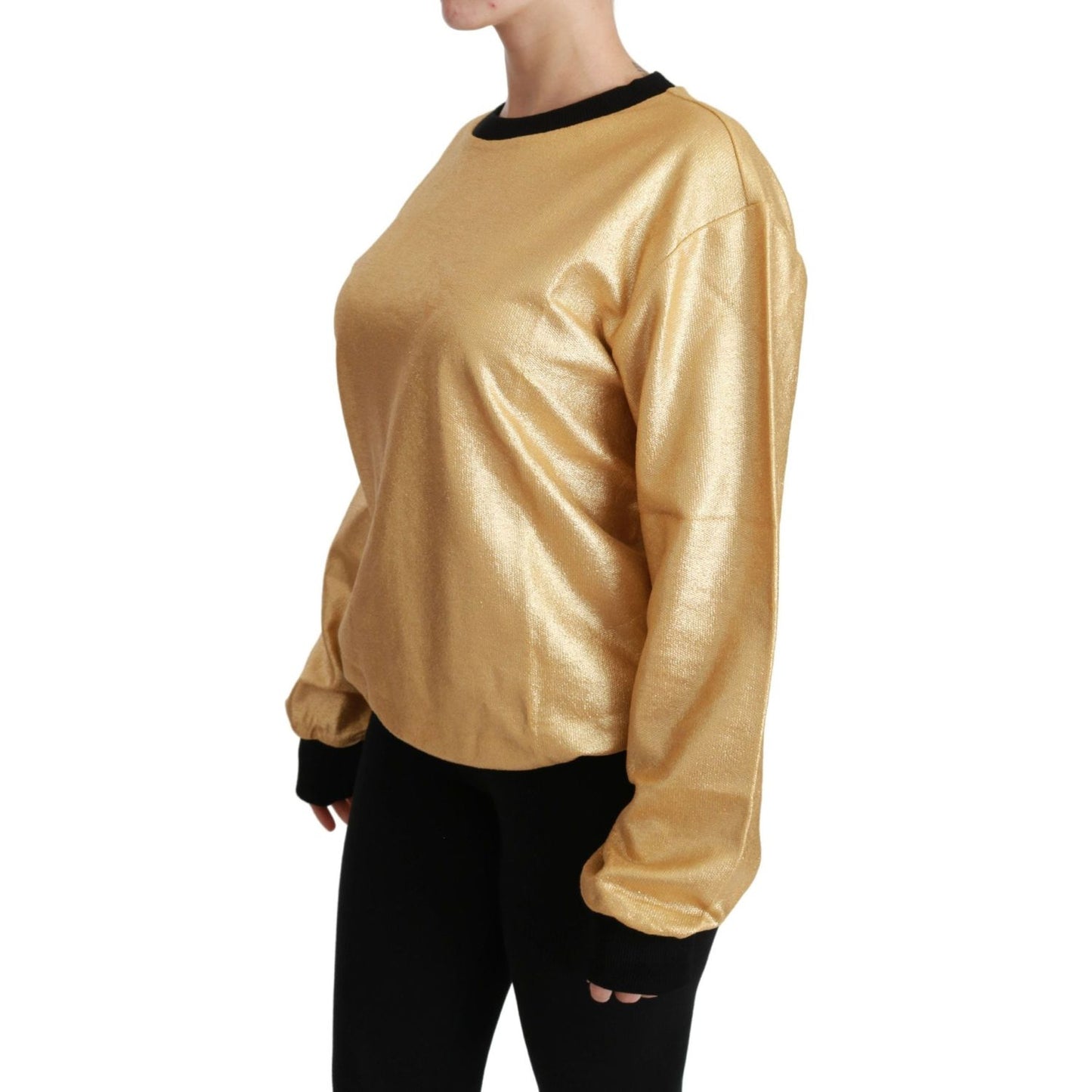 Dolce & Gabbana | Gold Cotton Crewneck Pullover Sweater | McRichard Designer Brands