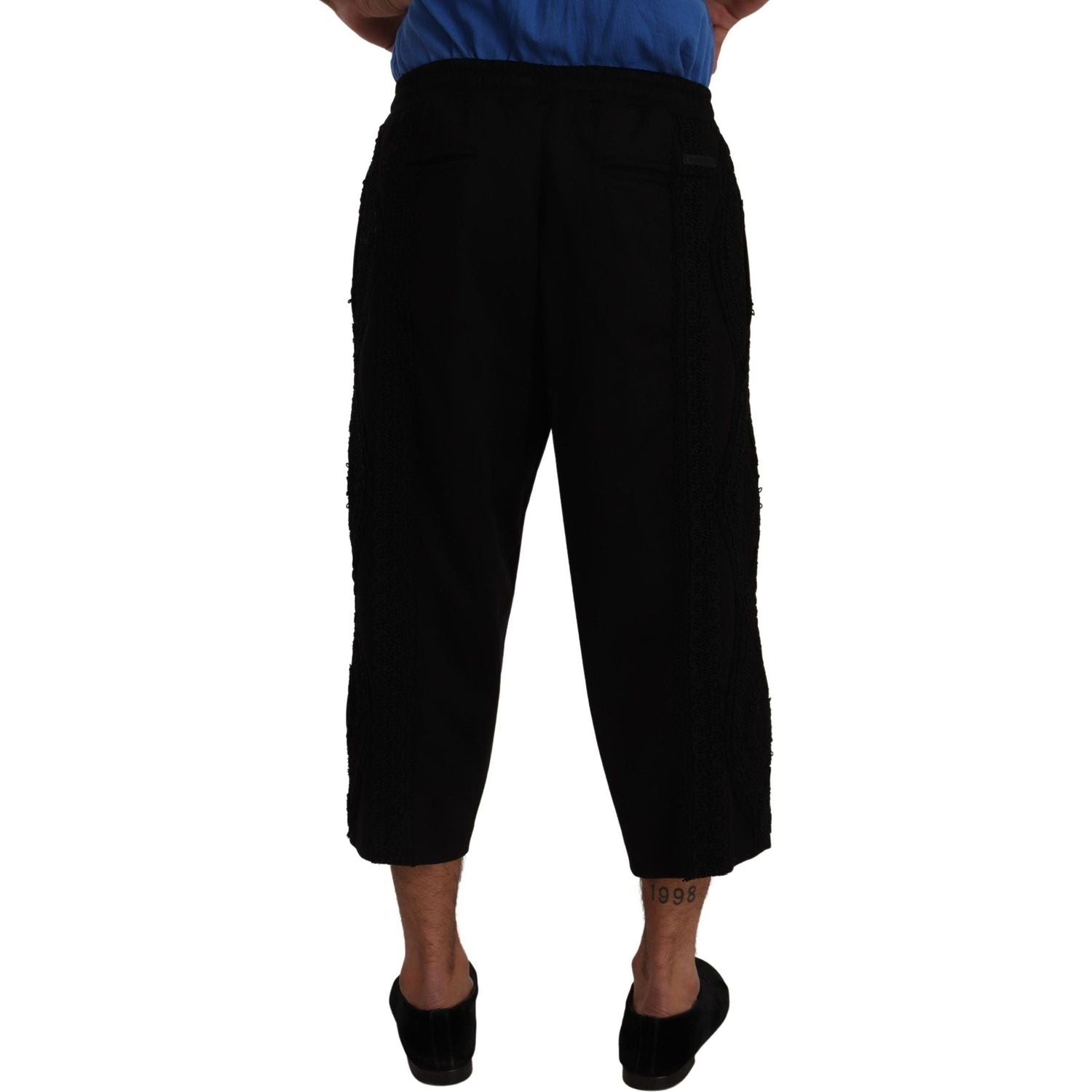 Dolce & Gabbana | Black Cotton Torero Sweatpants Shorts Pants  | McRichard Designer Brands