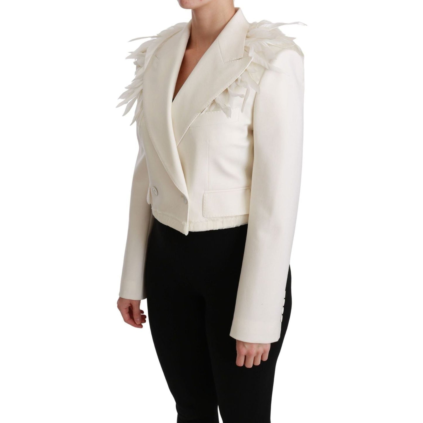 Dolce & Gabbana | White Double Breasted Coat Wool Jacket | McRichard Designer Brands