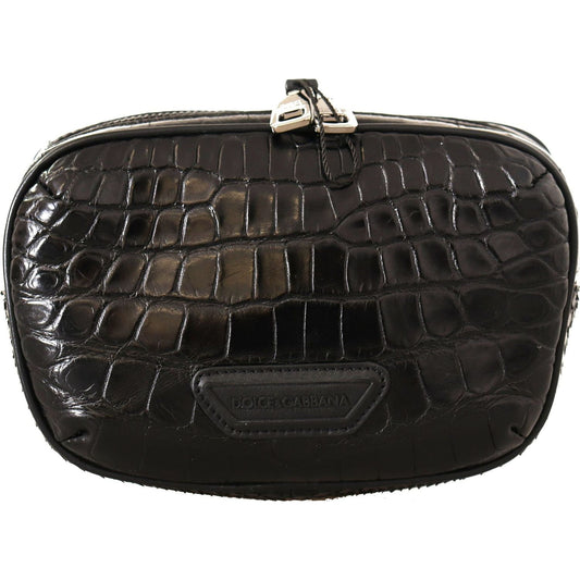Dolce & Gabbana | Black DG Logo Exotic Leather Fanny Pack Pouch Bag  | McRichard Designer Brands