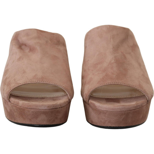 Prada | Dark Rose Suede Camoscio Sandals Block Heels Shoes - McRichard Designer Brands