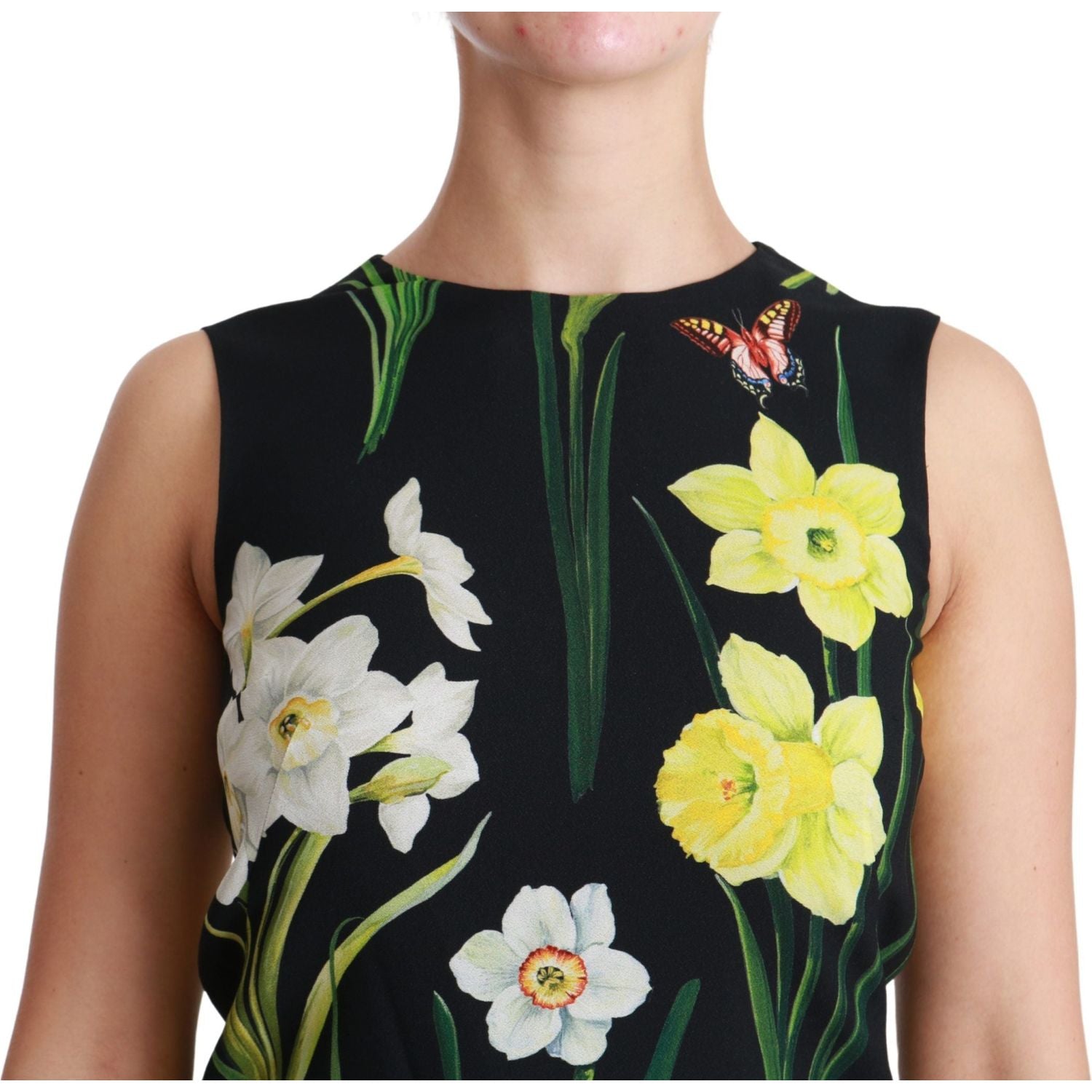 Dolce & Gabbana | Black Floral Sleeveless Sheath Mini Dress | McRichard Designer Brands