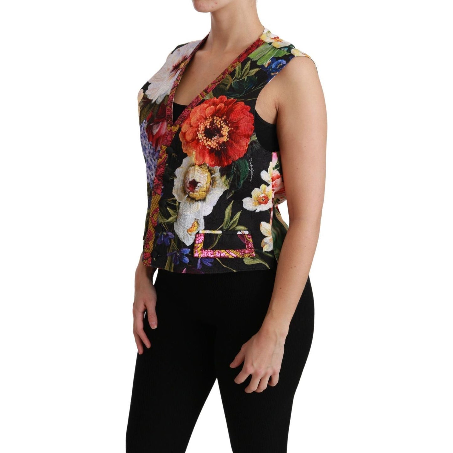 Dolce & Gabbana | Multicolor Floral Sleeveless Waistcoat Top Vest | McRichard Designer Brands