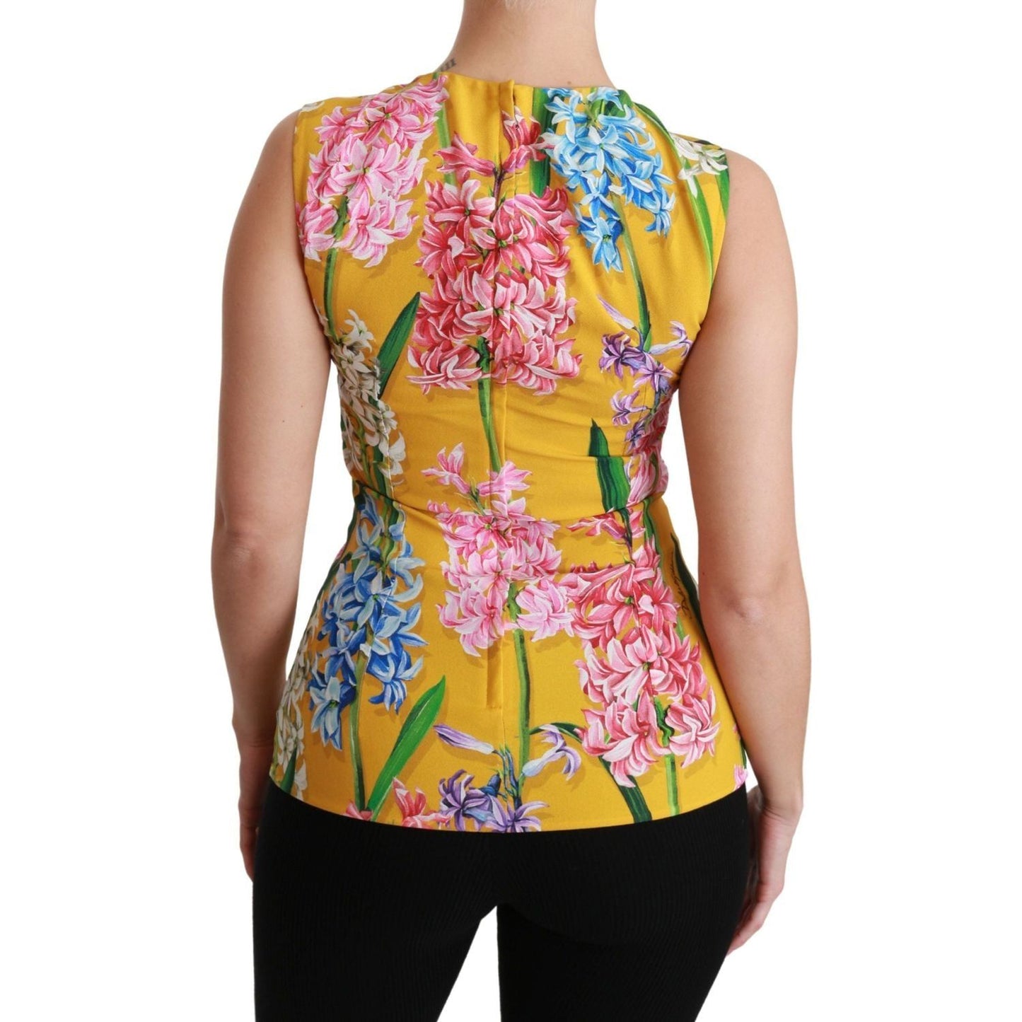 Dolce & Gabbana | Yellow Floral Stretch Top Tank Blouse | McRichard Designer Brands