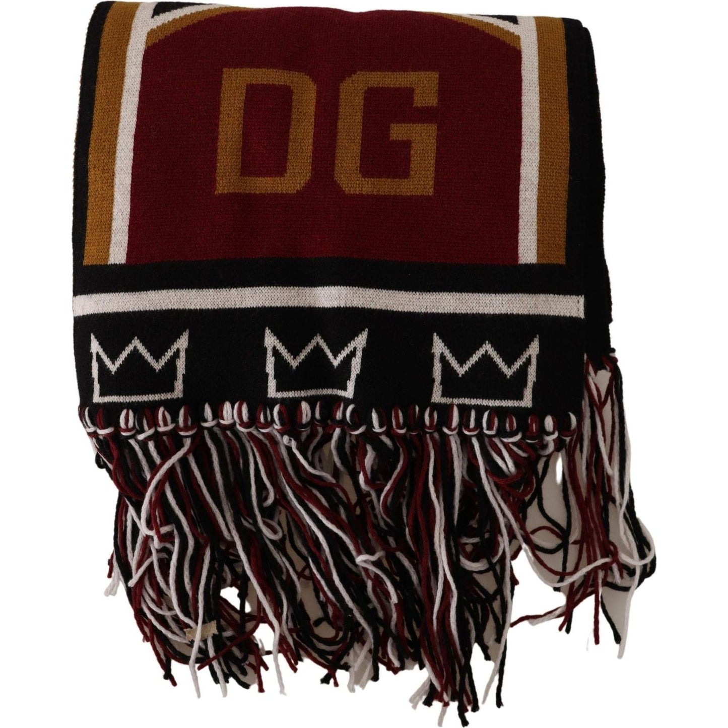 Dolce & Gabbana | Multicolor Wool Knit DG King Shawl Wrap Scarf | McRichard Designer Brands