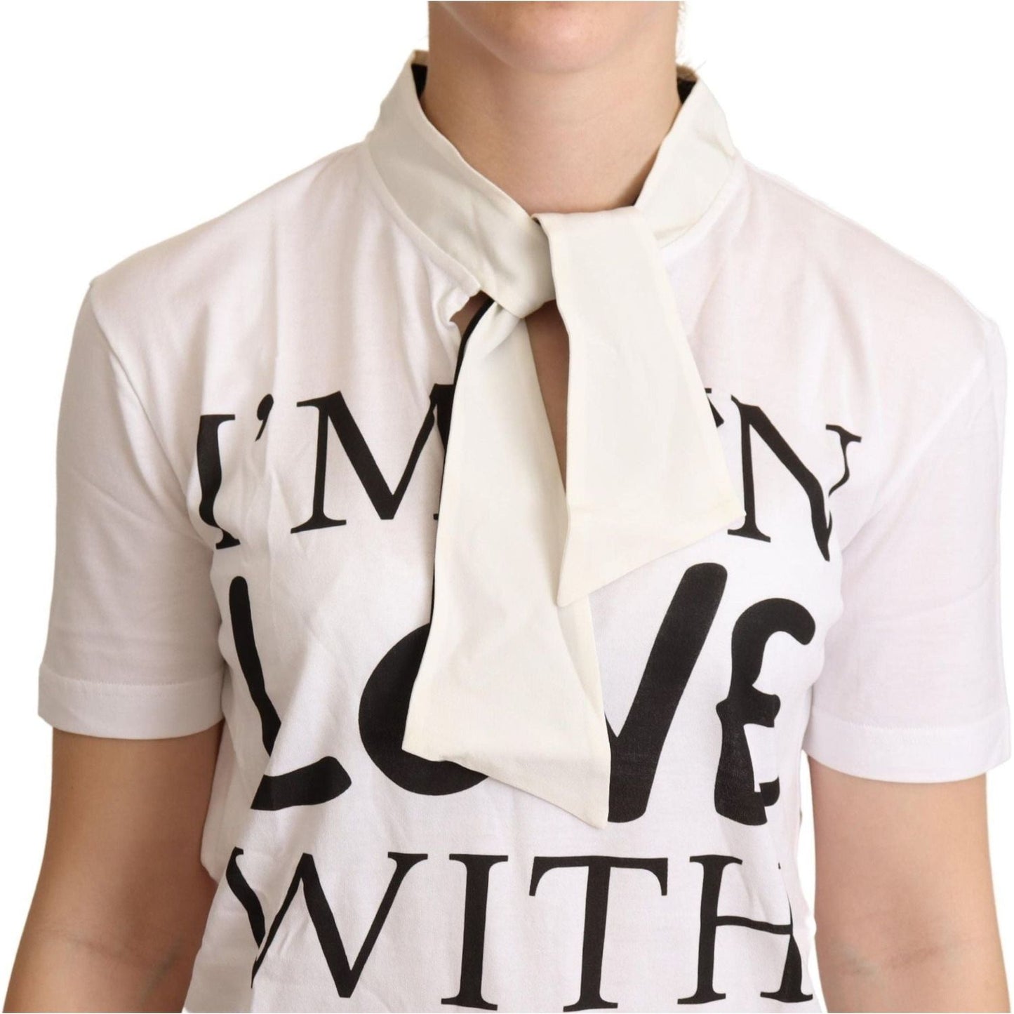 Dolce & Gabbana | White Cotton Silk I'm In Love Top T-shirt  | McRichard Designer Brands