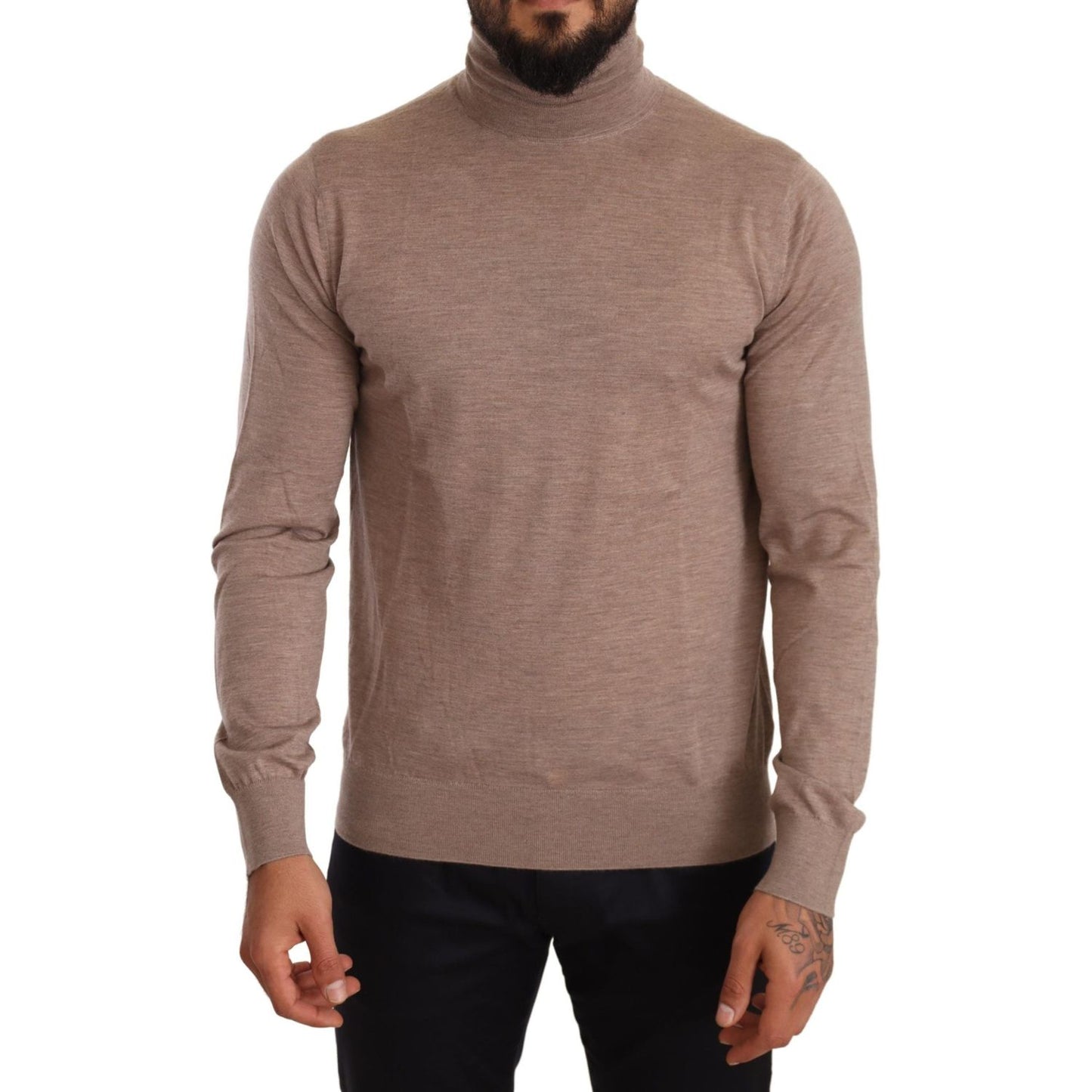Dolce & Gabbana | Brown Cashmere Turtleneck Pullover Sweater  | McRichard Designer Brands