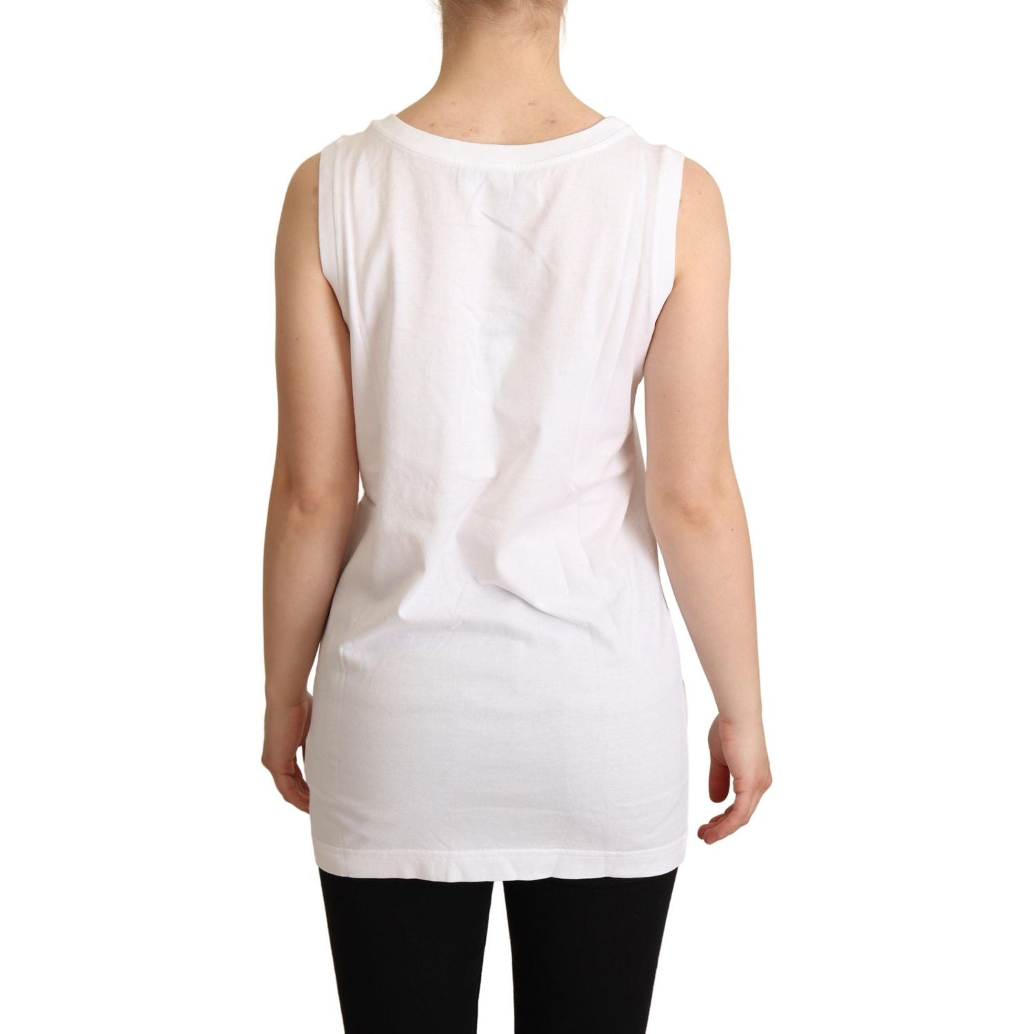 Dolce & Gabbana | White La Moda Crystal Tank Top T-shirt WOMAN T-SHIRTS | McRichard Designer Brands