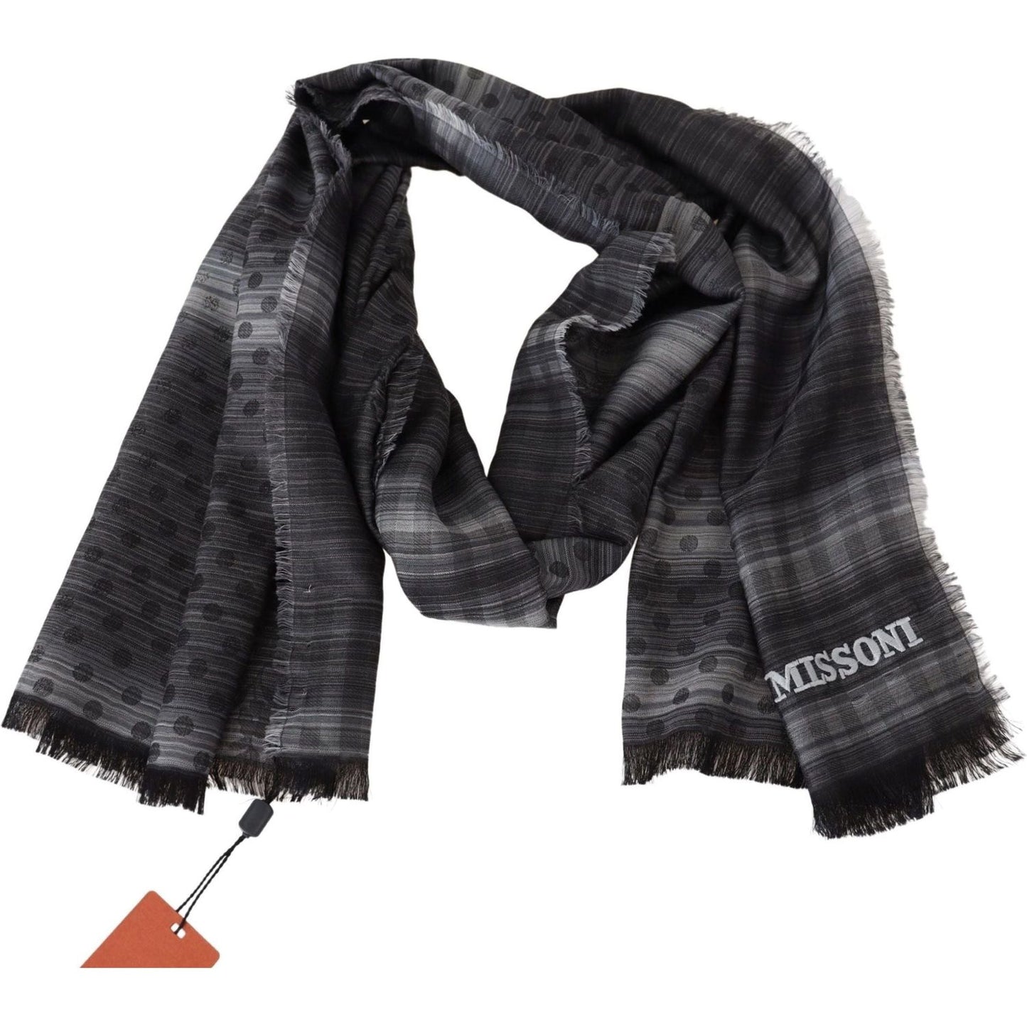 Missoni | Black Gray Polka Dot Wool Unisex Neck Wrap Scarf | 169.00 - McRichard Designer Brands