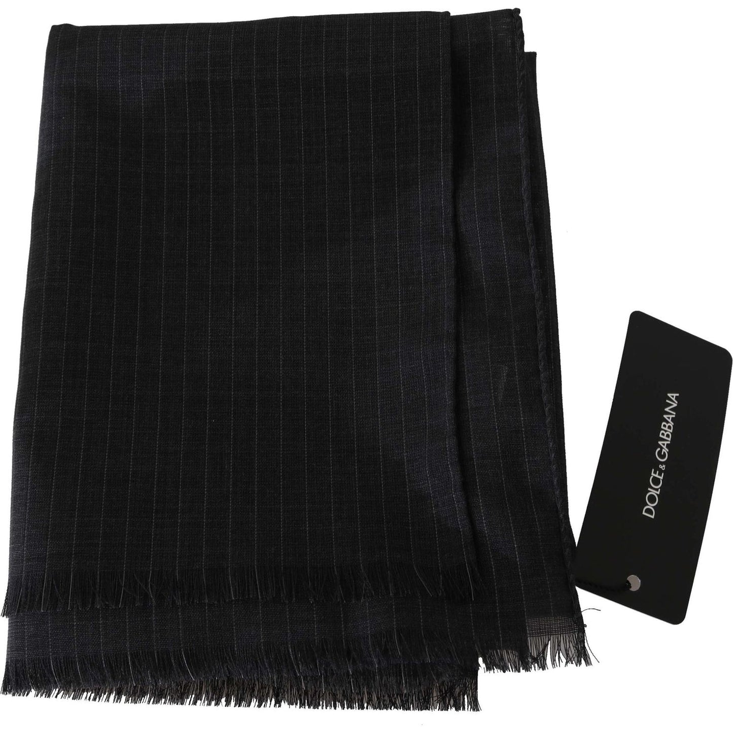 Dolce & Gabbana | Gray 100% Wool Striped Pattern Wrap Scarf | McRichard Designer Brands