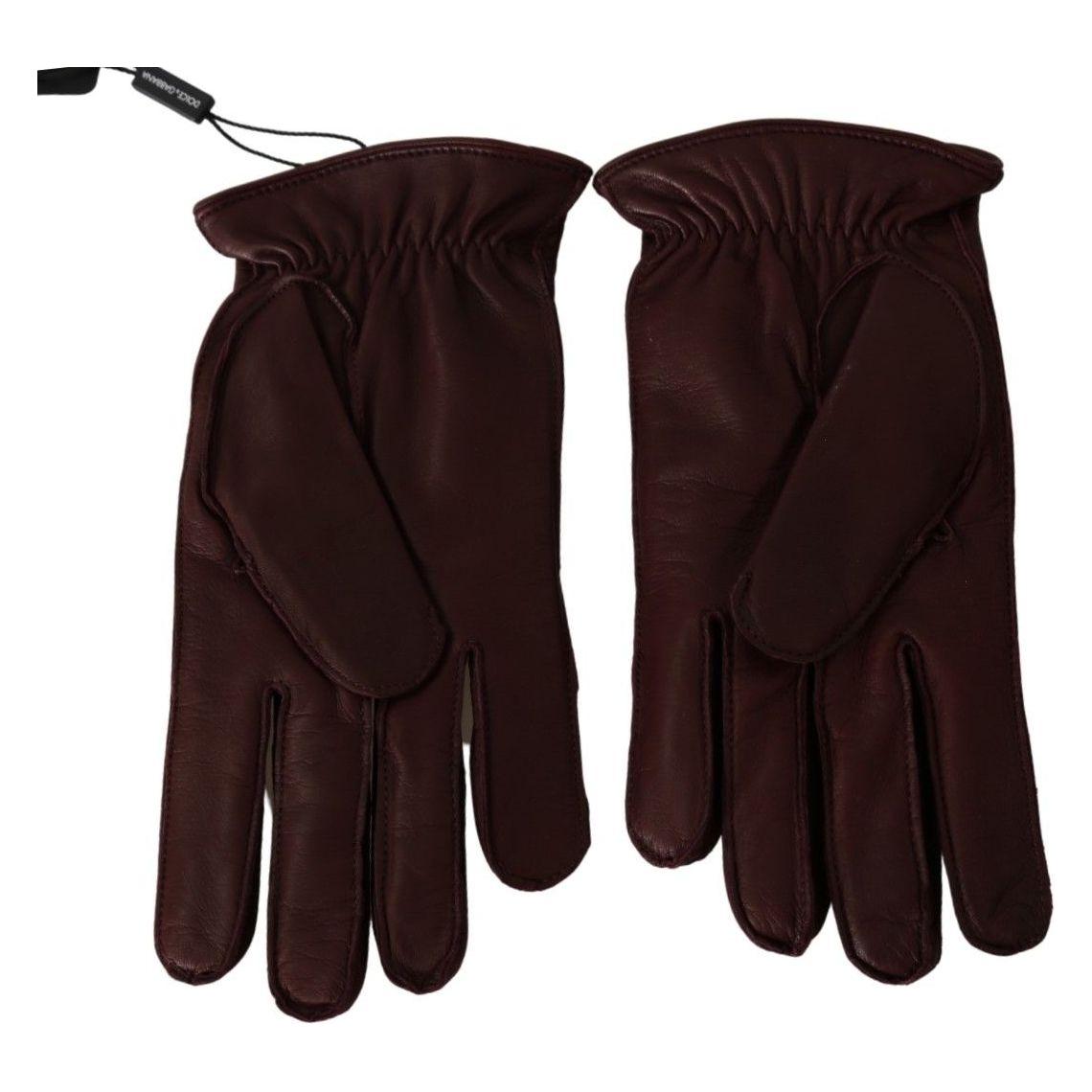 Elegant Maroon Wrist-Length Lambskin Gloves Dolce & Gabbana
