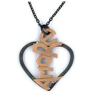 AMBROSINI JEWELS - PENDENTE ARGENTO 925° cuore finitura brunita satinata scritta rosé