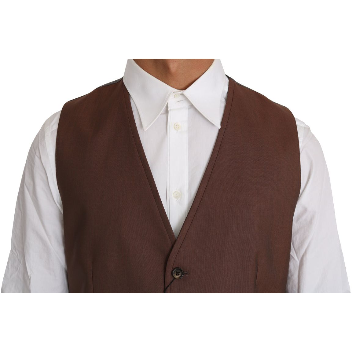 Dolce & Gabbana | Brown Wool Silk Waistcoat Vest | McRichard Designer Brands