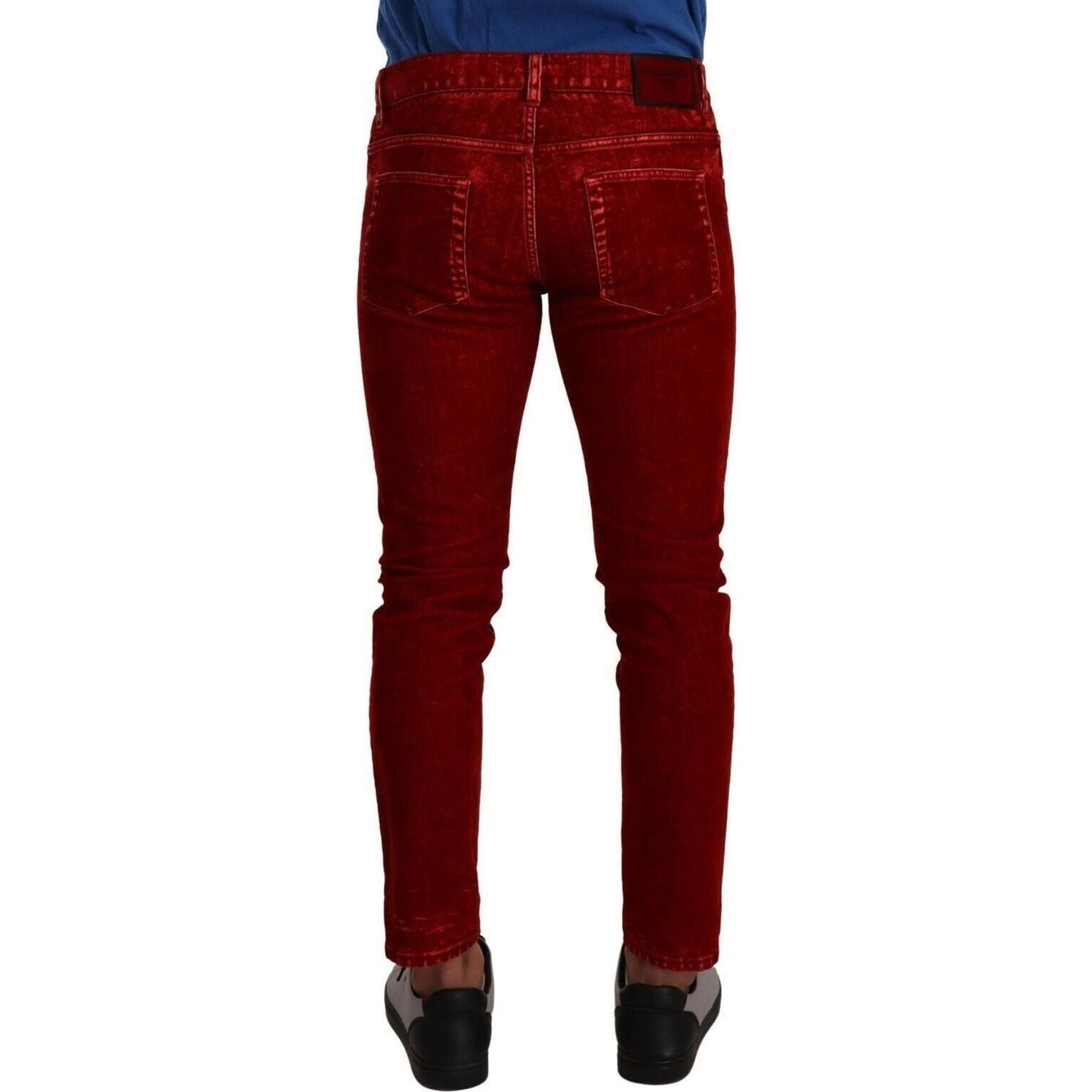 Dolce & Gabbana | Red Cotton Stretch Skinny Denim Trouser Jeans  | McRichard Designer Brands