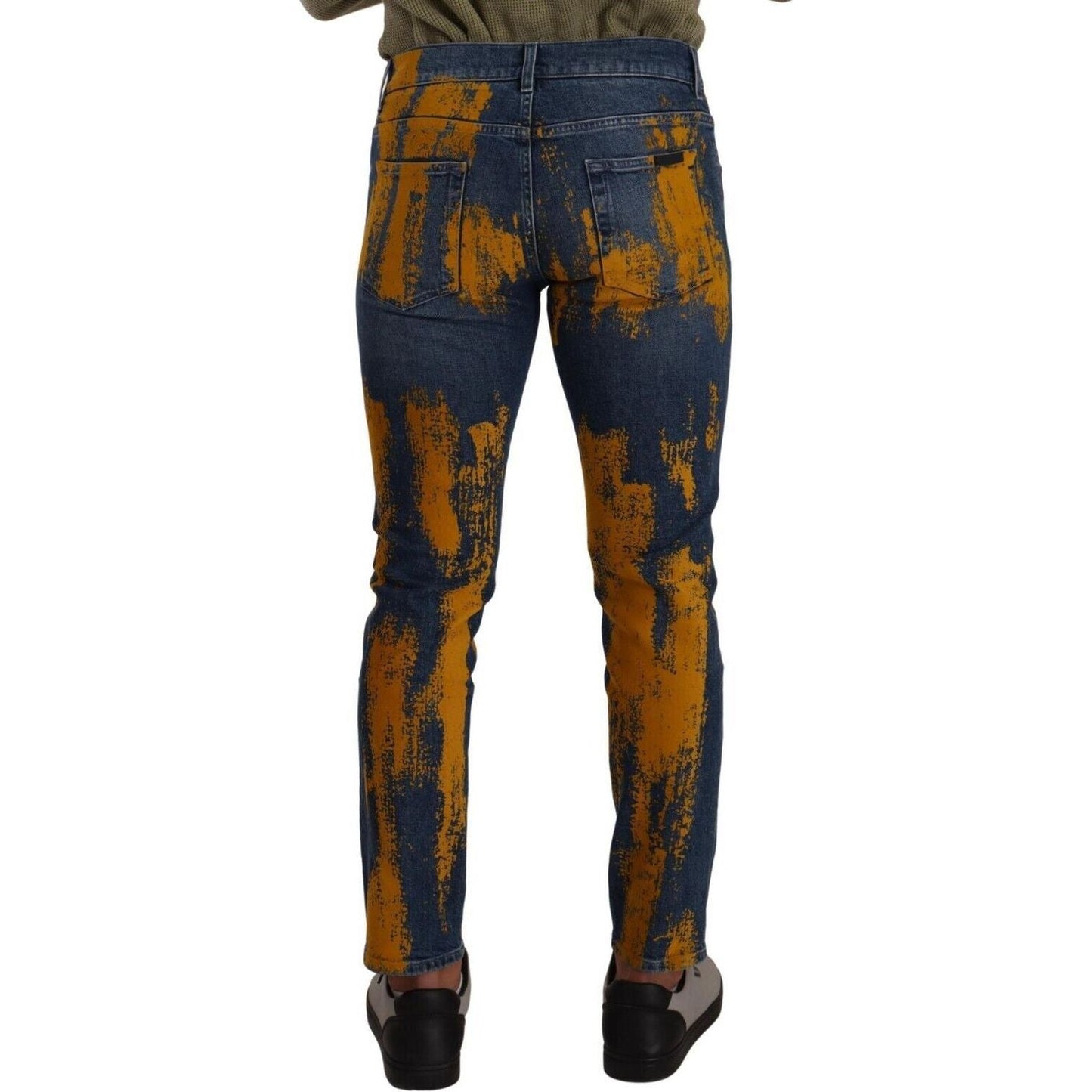 Dolce & Gabbana | Blue Yellow Dye Cotton Skinny Men Denim Jeans  | McRichard Designer Brands