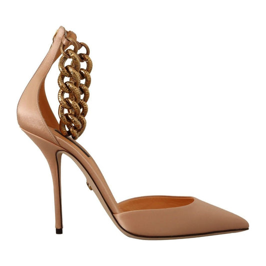 Dolce & Gabbana | Beige Ankle Chain Strap High Heels Pumps Shoes - McRichard Designer Brands