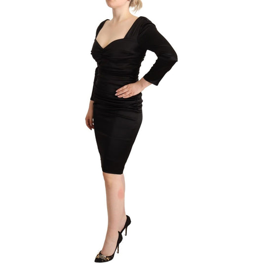 Roberto Cavalli | Black Long Sleeves Bodycon Acetate Dress WOMAN DRESSES | McRichard Designer Brands