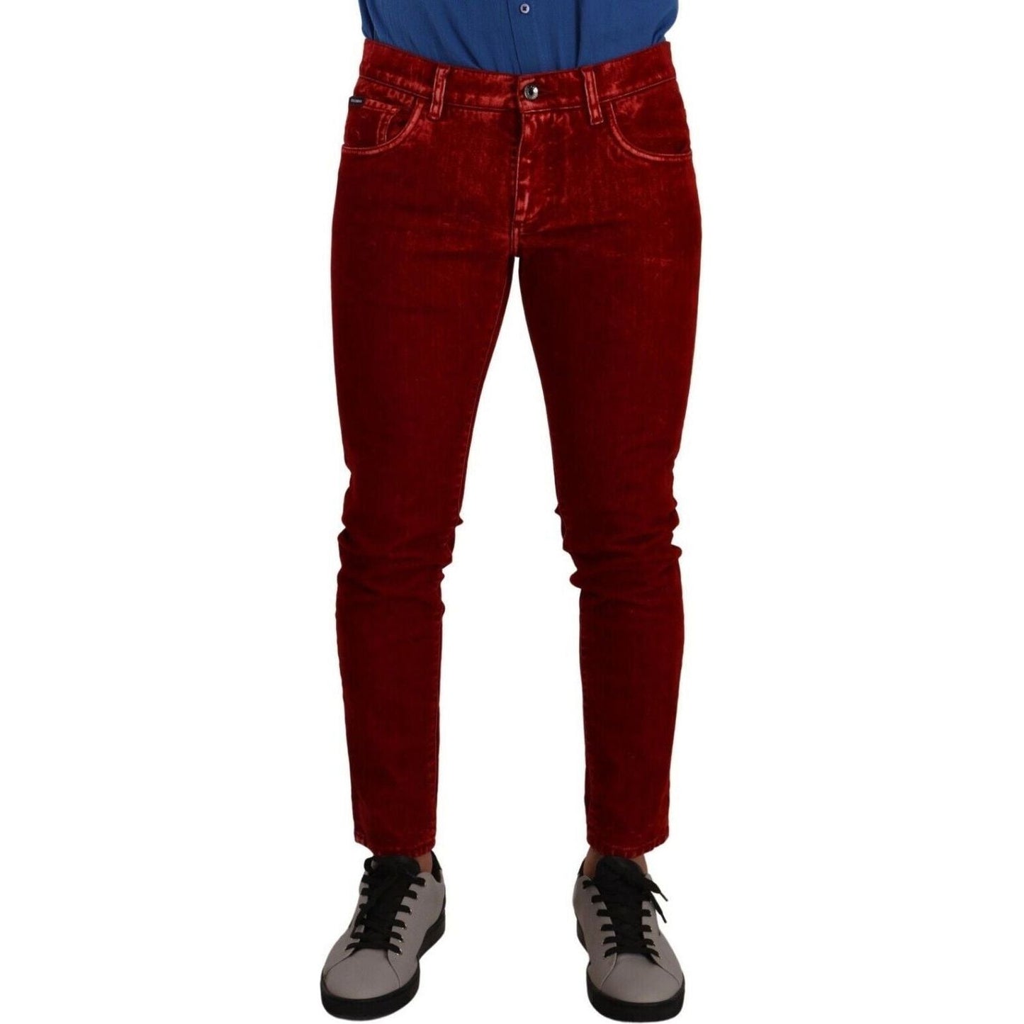 Dolce & Gabbana | Red Cotton Stretch Skinny Denim Trouser Jeans  | McRichard Designer Brands