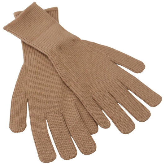 Dolce & Gabbana | Beige Cashmere Knitted Hands Mitten Mens Gloves  | McRichard Designer Brands