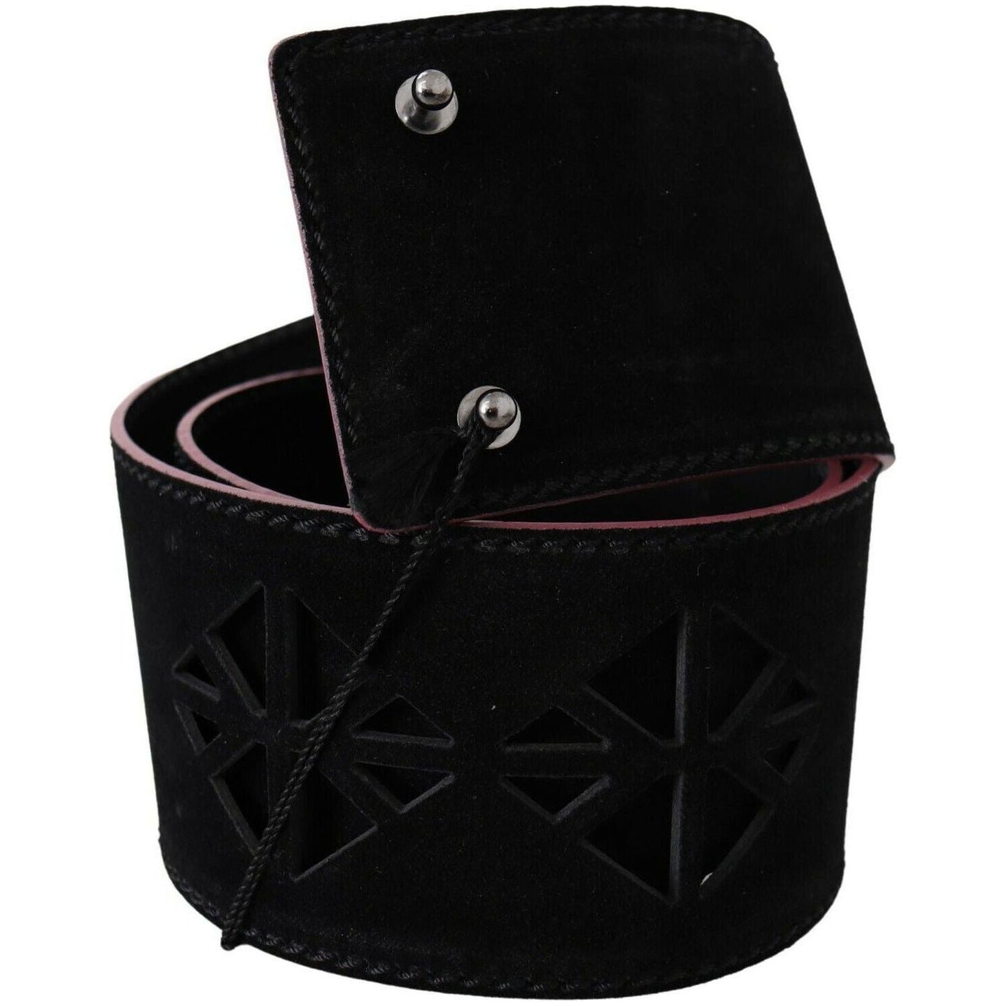 Elegant Wide Leather Fashion Belt with Metal Accents Costume National