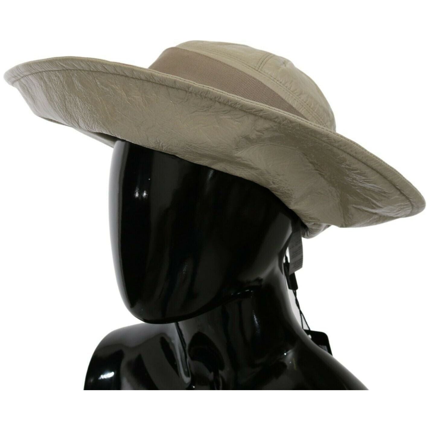 Dolce & Gabbana | Beige 100% Lamb Leather Wide Brim Panama Hat WOMAN HATS | McRichard Designer Brands