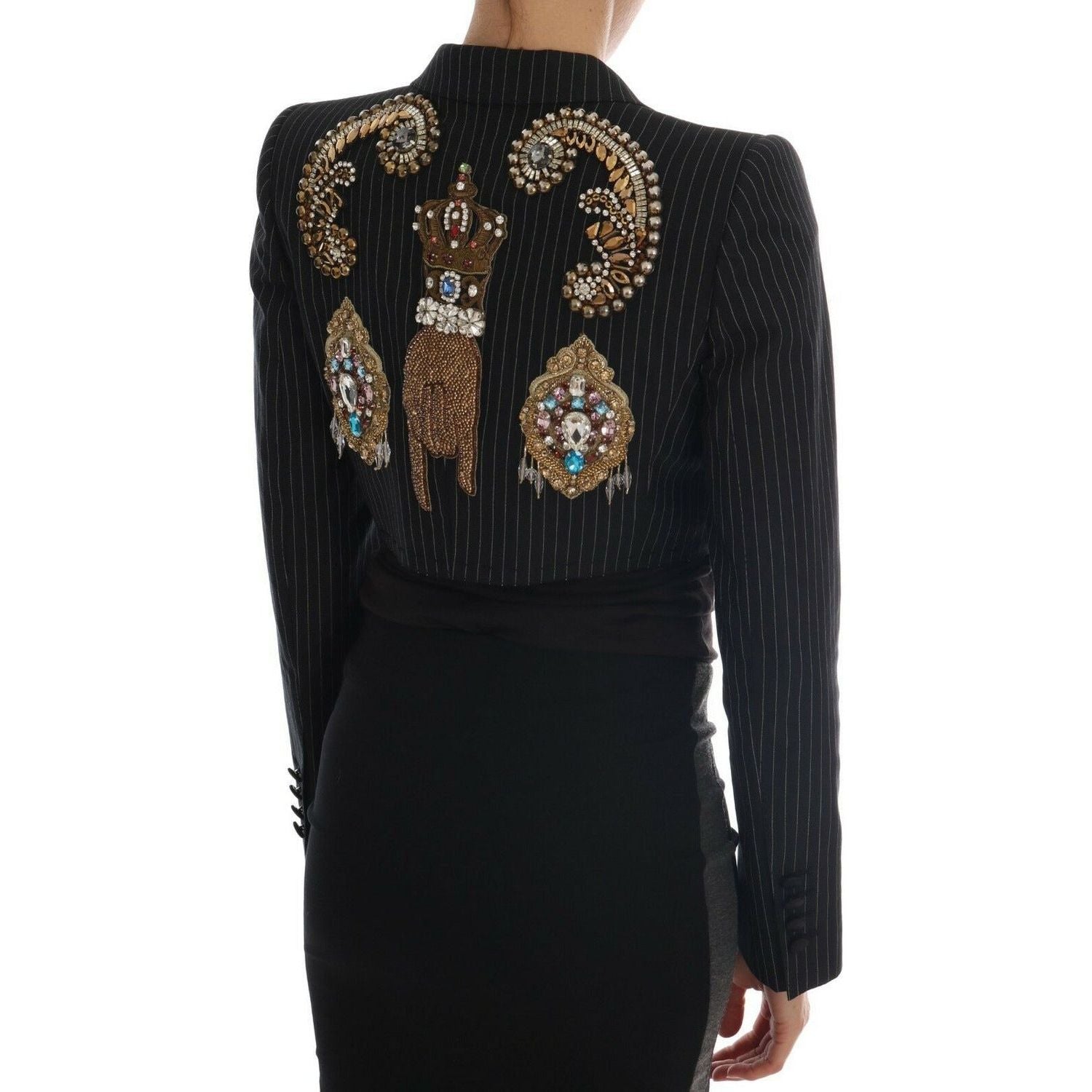Dolce & Gabbana | Black Crystal Fairy Tale Blazer Jacket Blazer Jacket | McRichard Designer Brands