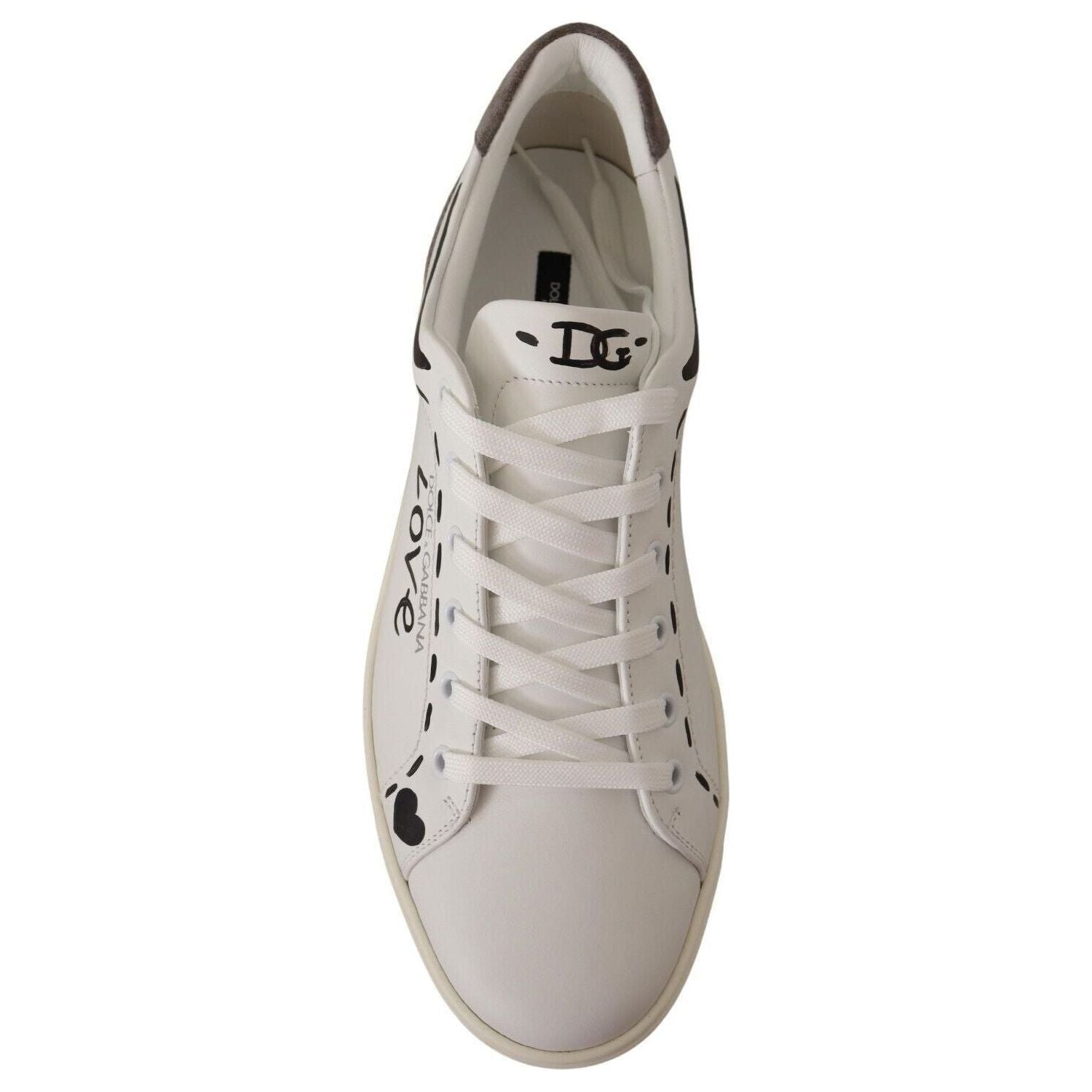 Dolce & Gabbana | White Leather Gray LOVE Casual Sneakers Shoes  | McRichard Designer Brands
