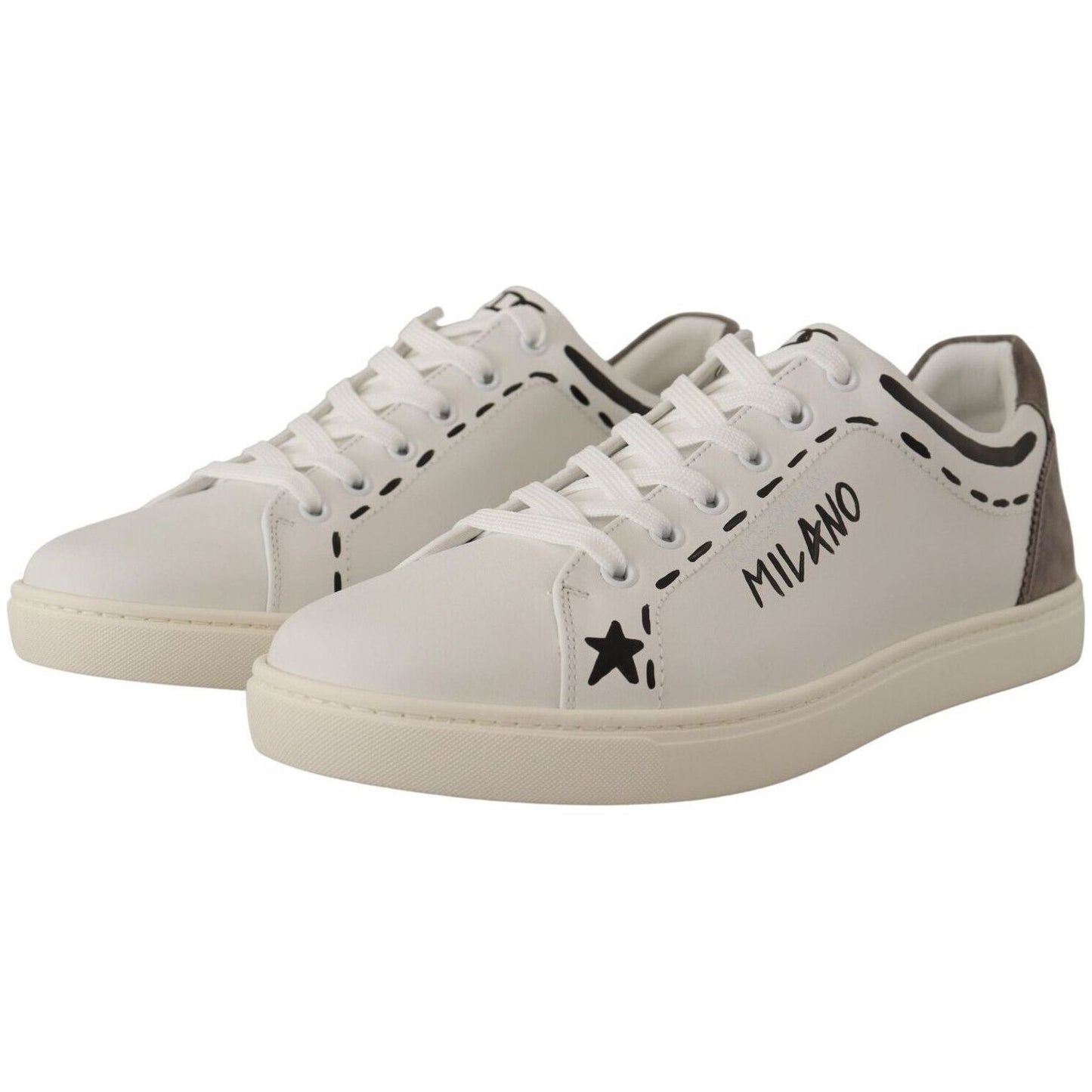 Dolce & Gabbana | White Leather Gray LOVE Casual Sneakers Shoes  | McRichard Designer Brands