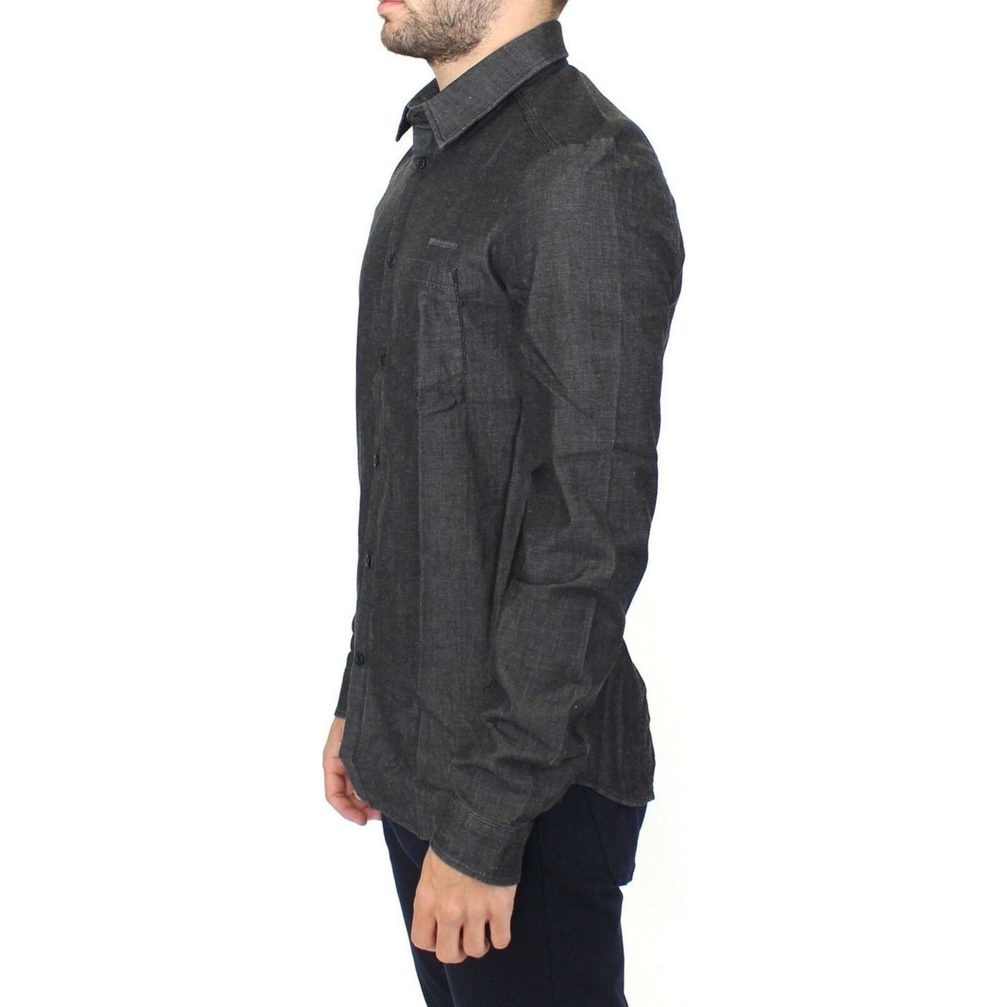 Ermanno Scervino | Denim Jeans Cotton Casual Gray Stretch Shirt  | McRichard Designer Brands