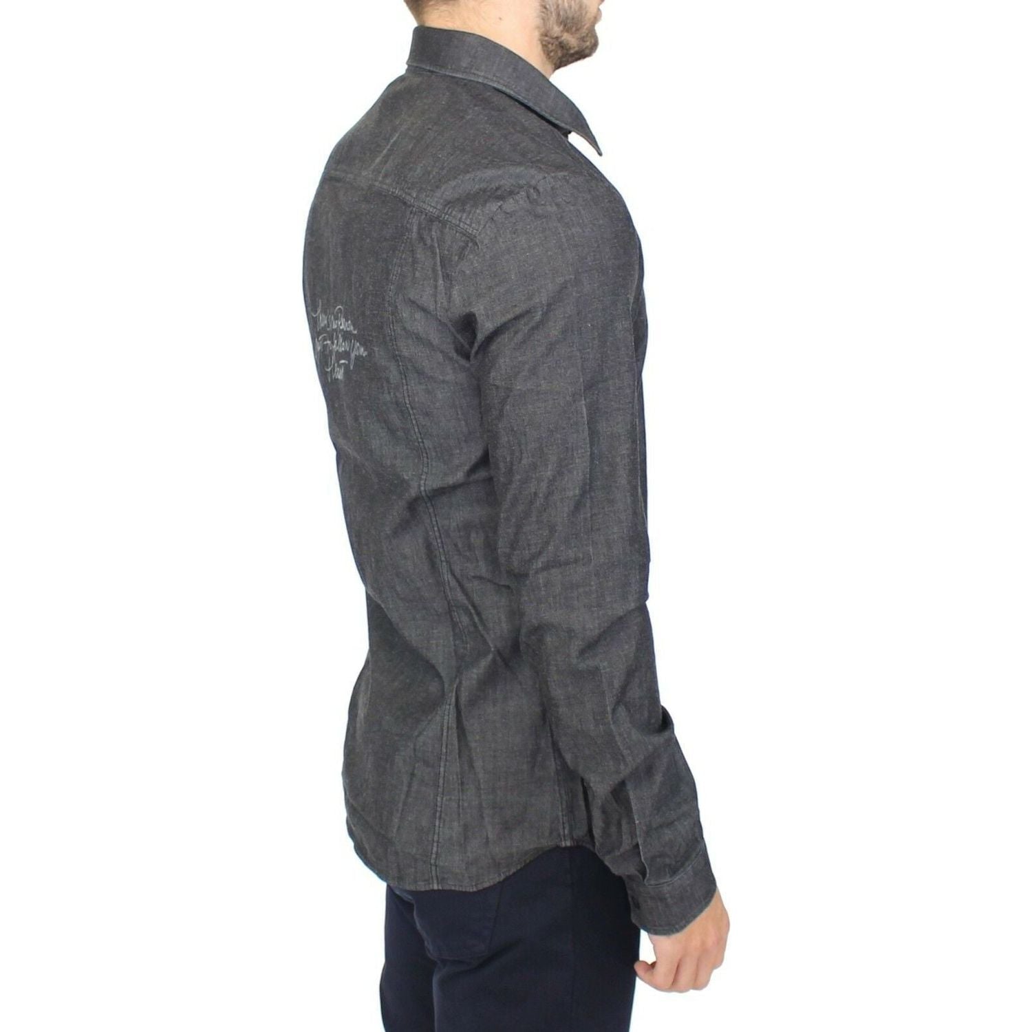 Ermanno Scervino | Denim Jeans Cotton Casual Gray Stretch Shirt  | McRichard Designer Brands