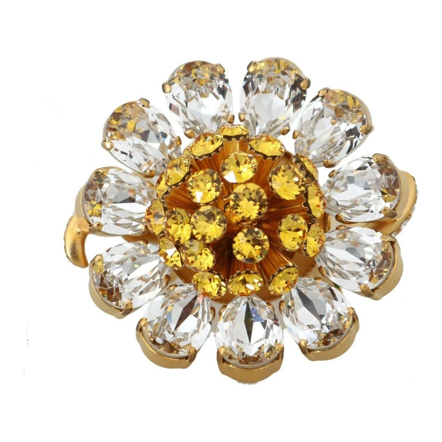 Dolce & Gabbana | Gold Brass Yellow Crystal Flower Ring | 409.00 - McRichard Designer Brands