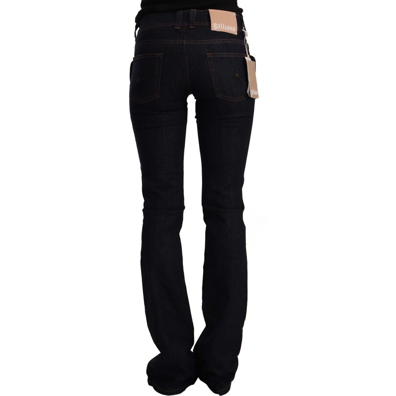 John Galliano | Black Mid Waist Cotton Women Denim Flared Jeans | McRichard Designer Brands
